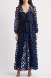 Julia Jordan Floral Overlay Jacket & Belted Jumpsuit In Blue