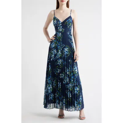 Julia Jordan Floral Pleated Gown In Animal Print