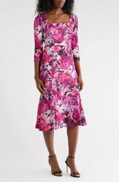Julia Jordan Floral Print Fit & Flare Midi Dress In Multi