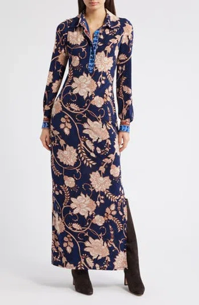 Julia Jordan Floral Print Long Sleeve Dress In Black