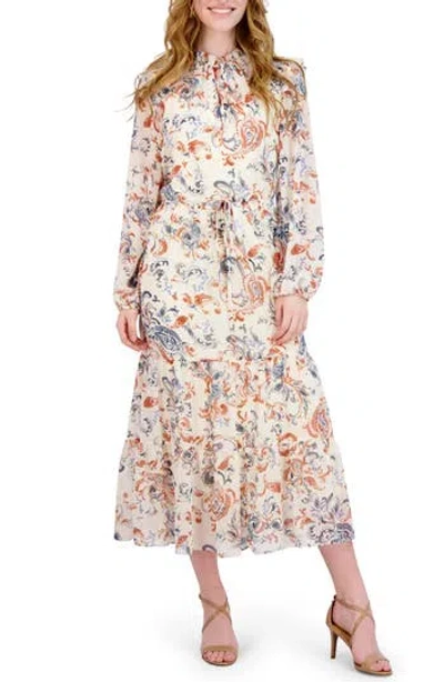 JULIA JORDAN JULIA JORDAN FLORAL PRINT LONG SLEEVE MIDI DRESS