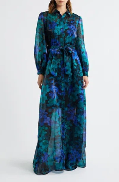 Julia Jordan Floral Print Long Sleeve Shirtdress In Multi