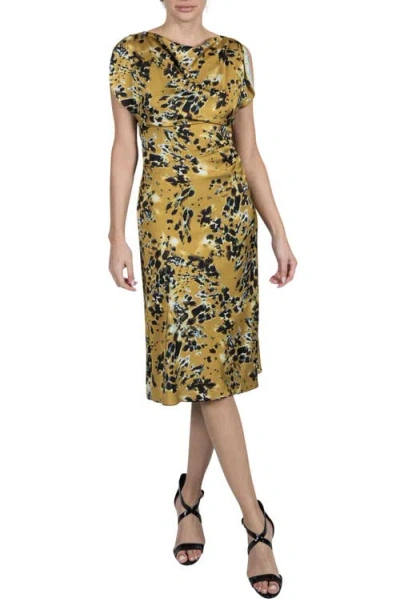 Julia Jordan Floral Print Midi Dress In Gold Multi