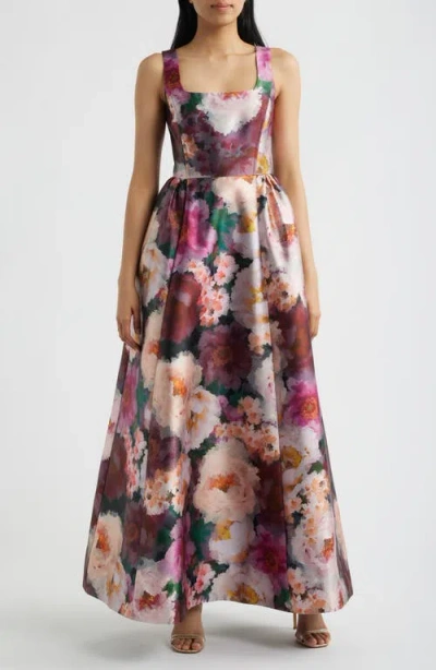 Julia Jordan Floral Print Mikado Gown In Multi
