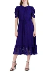 Julia Jordan Floral Puff Sleeve A-line Midi Dress