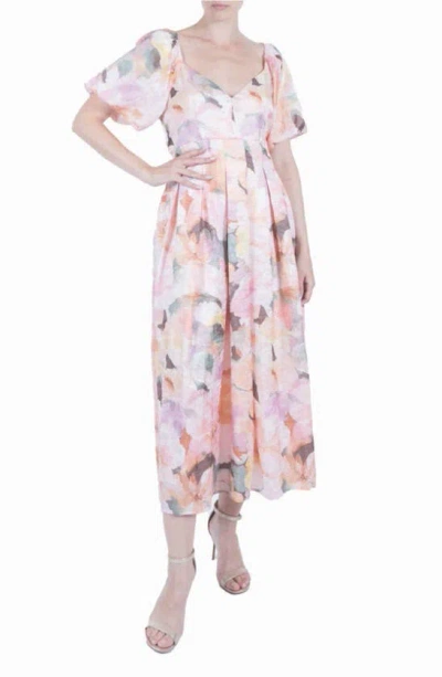 Julia Jordan Floral Puff Sleeve Dress In Peach Multi