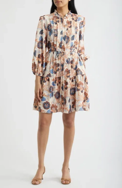 Julia Jordan Floral Ruffle Neck Shirtdress In Multi