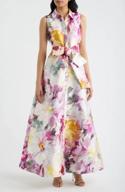 Julia Jordan Floral Satin Gown In Multi