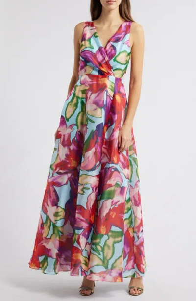 Julia Jordan Floral Sleeveless A-line Gown In Pink
