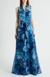 Julia Jordan Floral Sleeveless Organza Gown