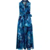 Julia Jordan Floral Sleeveless Organza Gown In Blue