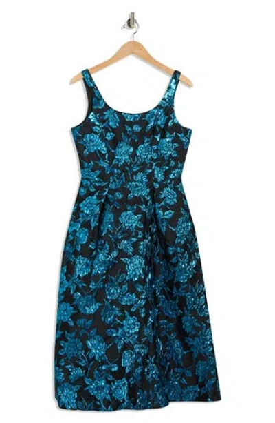 Julia Jordan Floral Square Neck Evening Maxi Dress In Blue