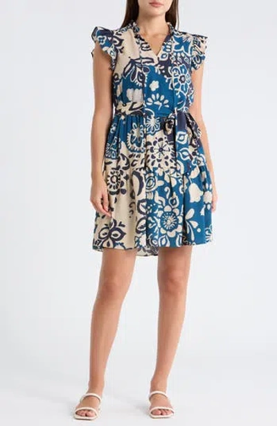 Julia Jordan Flutter Sleeve Dress In Blue