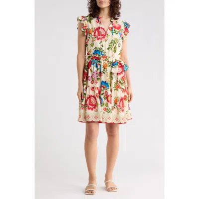 Julia Jordan Flutter Sleeve Dress In Multi