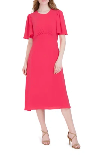 Julia Jordan Flutter Sleeve Midi Dress In Coral
