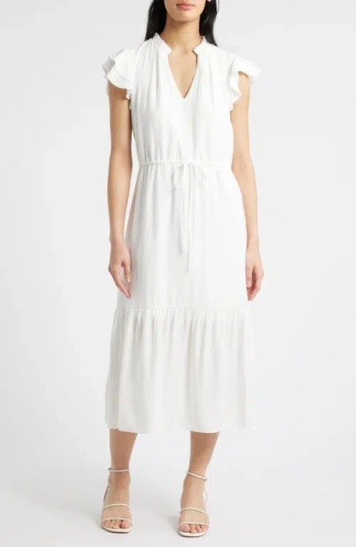 Julia Jordan Flutter Sleeve Midi Dress In Ivory
