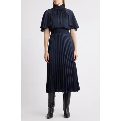 Julia Jordan Flutter Sleeve Pleated Midi Dress In Blue