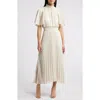 Julia Jordan Flutter Sleeve Pleated Midi Dress In Cream