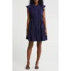 Julia Jordan Flutter Sleeve Shirtdress In Navy