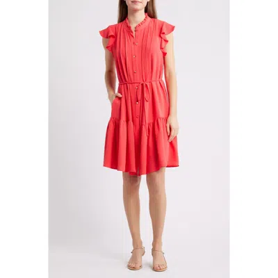 Julia Jordan Flutter Sleeve Shirtdress In Orange