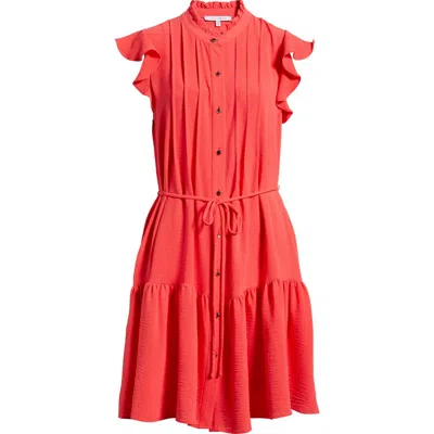 Julia Jordan Flutter Sleeve Shirtdress In Red