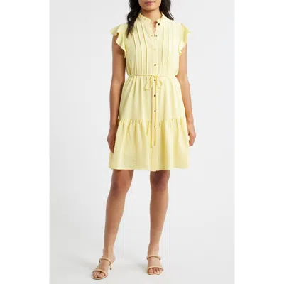 Julia Jordan Flutter Sleeve Shirtdress In Yellow