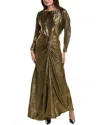 Julia Jordan Foil Satin Maxi Dress In Green