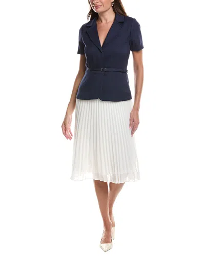 Julia Jordan Front Pleated Jacket Dress In Blue