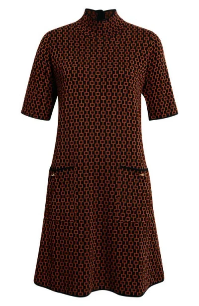 Julia Jordan Geo Print Sweater Dress In Black