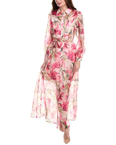 Julia Jordan Glow Organza Maxi Shirtdress In Pink