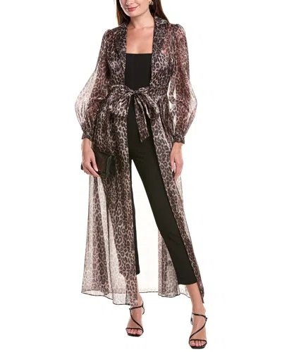 Julia Jordan Glow Organza Wrap Gown In Brown