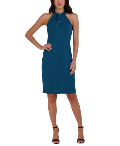 Julia Jordan Halter-neck Sleeveless Sheath Dress In Blue