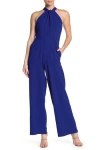 Julia Jordan Halter Wide Leg Jumpsuit In Cobalt