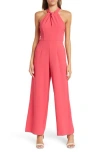 Julia Jordan Halter Neck Wide Leg Jumpsuit In Raspberry