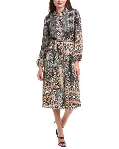Julia Jordan Hammered Satin Shirtdress In Black