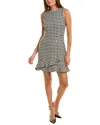 Julia Jordan Houndstooth Mini Dress In Black