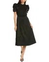 Julia Jordan Floral Jacquard Mock Neck Midi Dress In Black