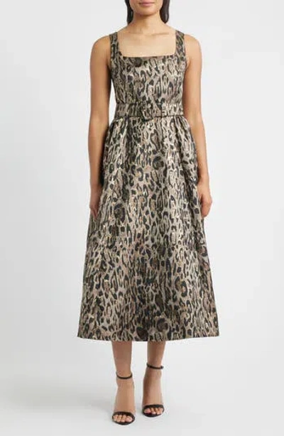 Julia Jordan Jacquard Sleeveless Gown In Multi