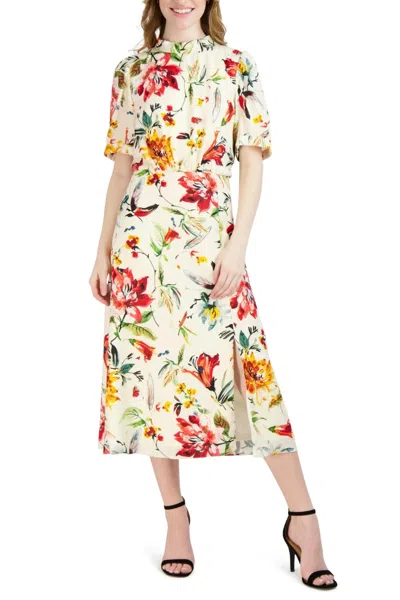 Julia Jordan Jj38776 Floral Print A Line Cocktail Midi Dress In Multi