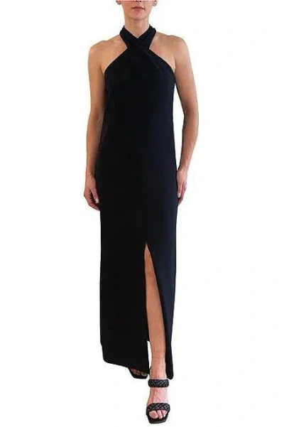 Julia Jordan Jj39147 Long Fitted Formal Slit Evening Dress In Black