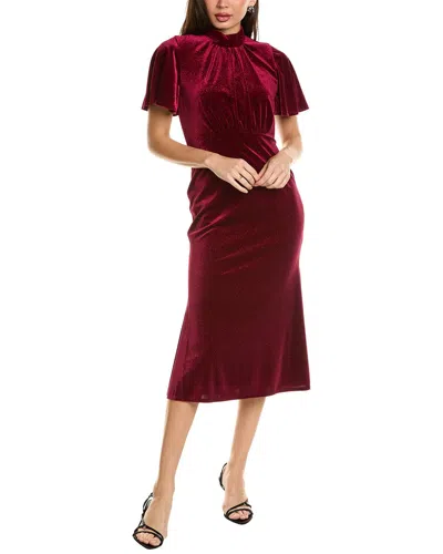 Julia Jordan Joline Thin Stripe Glitter Velvet Midi Dress In Red