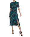 Julia Jordan Chiffon Midi Dress In Teal Multi