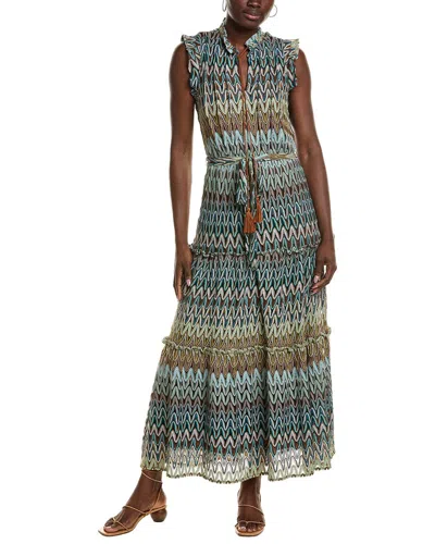 Julia Jordan Knit Lurex Maxi Dress In Green