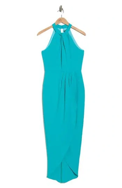 Julia Jordan Knot Neck Halter Dress In Blue