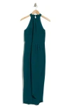 Julia Jordan Knot Neck Halter Dress In Blue Jade