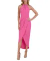 Julia Jordan Knot-neck Tulip-hem Midi Dress In Aqua Fresh