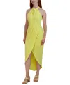 Julia Jordan Knot-neck Tulip-hem Midi Dress In Light Yellow