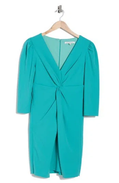 Julia Jordan Knotted Three-quarter Sleeve Minidress In Blue