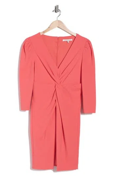 Julia Jordan Knotted Three-quarter Sleeve Minidress In Pink