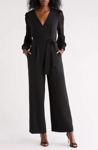 Julia Jordan Lace Long Sleeve Jumpsuit In Black